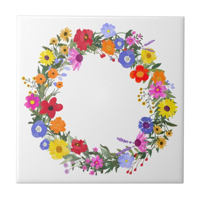 Wild Flowers Coster Glass Coaster Ceramic Tile (Front)