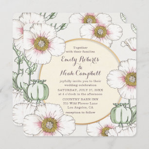 Wild Flowers Country Wedding Pastel Floral Modern Invitation