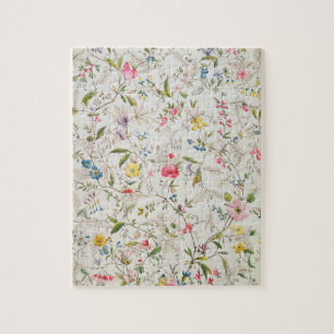 Wild flowers design for silk material, c.1790 (w/c jigsaw puzzle