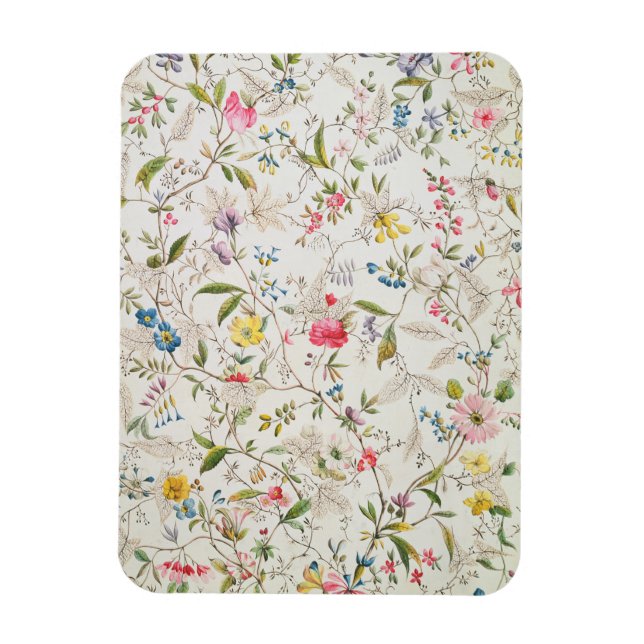 Wild flowers design for silk material, c.1790 (w/c magnet (Vertical)