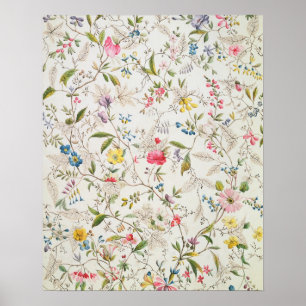 Wild flowers design for silk material, c.1790 (w/c poster