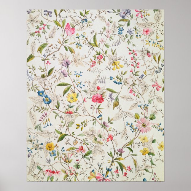 Wild flowers design for silk material, c.1790 (w/c poster (Front)