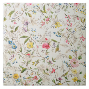 Wild flowers design for silk material, c.1790 (w/c tile