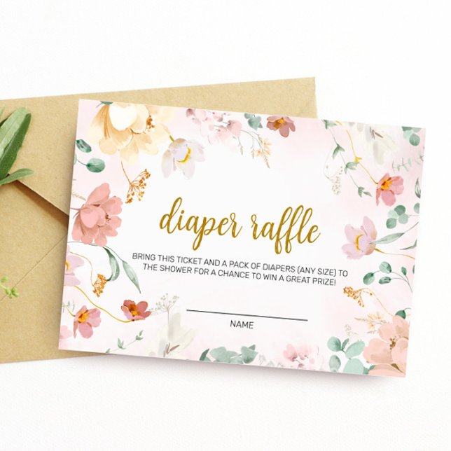 Wild Flowers Diaper Raffle Baby Shower Card (Creator Uploaded)