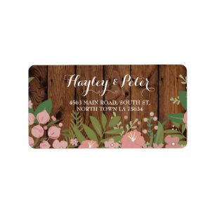 Wild Flowers Elegant Wood Address Labels Stickers
