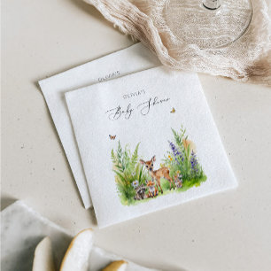 Wild Flowers Field Forest  Dear Baby Shower Napkin