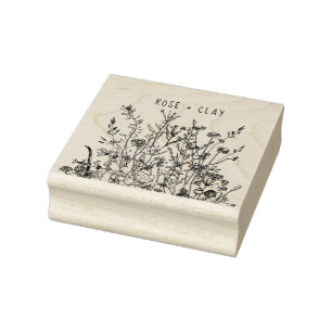 Wild Flowers Floral Art Personalised Rubber Stamp