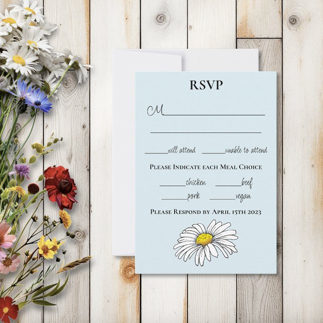 Wild Flowers Floral Blue Mushrooms RSVP Card (Creator Uploaded)