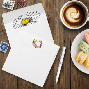 Wild Flowers Floral Blue Mushrooms Wedding Envelope