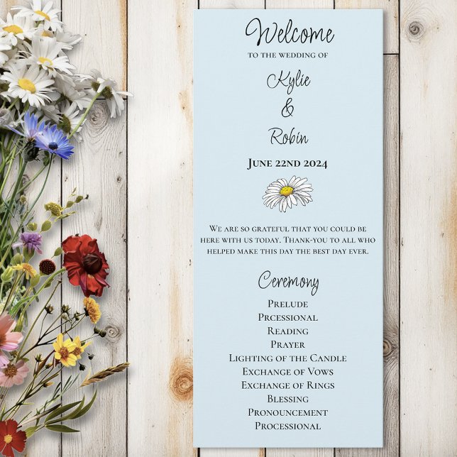 Wild Flowers Floral Blue Mushrooms Wedding Programme (Creator Uploaded)