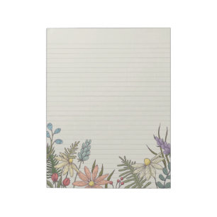 Wild Flowers Floral Stationery Lined Notepad