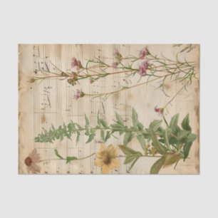 Wild flowers floral vintage music sheet ephemera