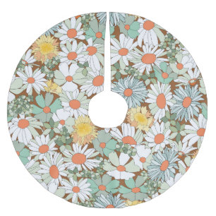 Wild flowers floral, vintage seamless pattern. brushed polyester tree skirt