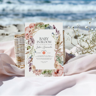 Wild Flowers Frame Minimalist Baby Shower Invitation