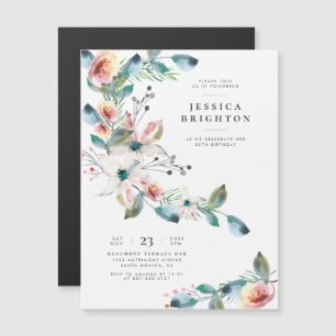 Wild Flowers Hand-Painted Watercolor Birthday Magnetic Invitation