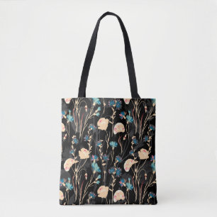 Wild flowers illustrations. Vintage seamless patte Tote Bag