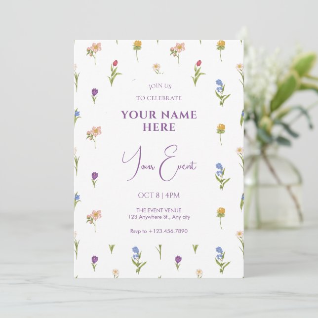 Wild flowers  invitation (Standing Front)