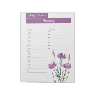Wild Flowers Lavender Purple Daily Planner To Do Notepad