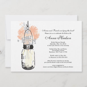 Wild flowers & Mason Jar Bridal Shower Invitation