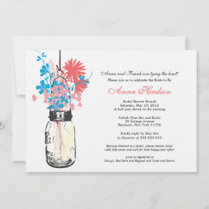 Wild flowers & Mason Jar Bridal Shower Invitation