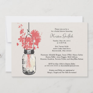Wild flowers & Mason Jar Bridal Shower Invitation