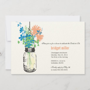 Wild flowers & Mason Jar Bridal Shower Invitation