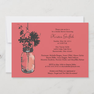 Wild flowers & Mason Jar Bridal Shower Invitation