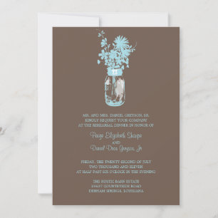 Wild flowers & Mason Jar Rehearsal Dinner Invitation