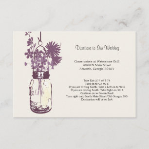 Wild flowers & Mason Jar Wedding Directions Enclosure Card