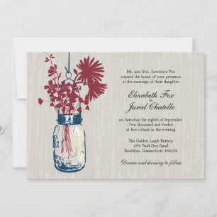 Wild flowers & Mason Jar Wedding Invitations