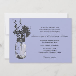 Wild flowers & Mason Jar Wedding Invitations