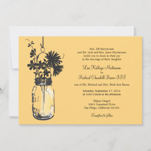 Wild flowers & Mason Jar Wedding Invitations