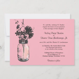 Wild flowers & Mason Jar Wedding Invitations