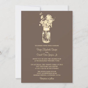 Wild flowers & Mason Jar Wedding Invitations