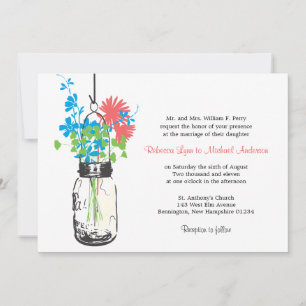 Wild flowers & Mason Jar Wedding Invitations