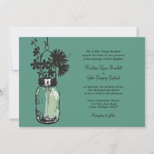 Wild flowers & Mason Jar Wedding Invitations
