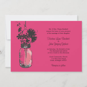 Wild flowers & Mason Jar Wedding Invitations