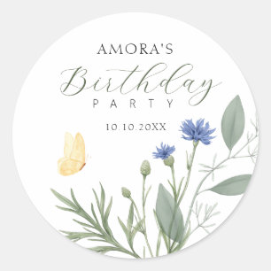 Wild flowers minimalist elegant classic round sticker
