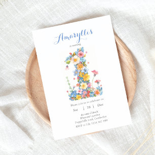 Wild Flowers Number 1 Birthday Invitation