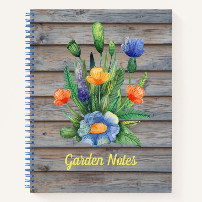 Wild Flowers On Wood Panelling Notebook (Front)
