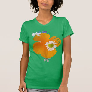 Wild Flowers: Orange White Yellow Green T-Shirt