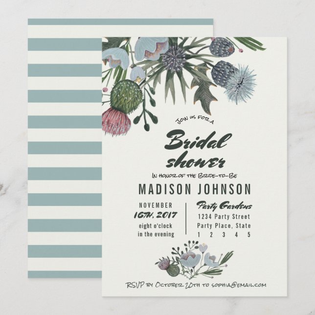 Wild Flowers pale blue | Bridal Shower Invitations (Front/Back)