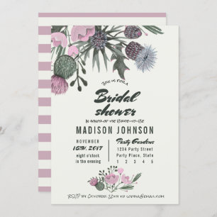 Wild Flowers pale pink Bridal Shower Invitations