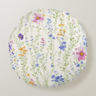 Wild flowers Pattern  Round Cushion