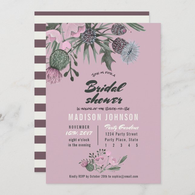 Wild Flowers | pink | Bridal Shower Invitations (Front/Back)