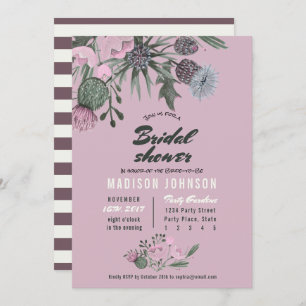 Wild Flowers pink Bridal Shower Invitations