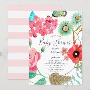 Wild Flowers Poppy Baby Shower Invitations