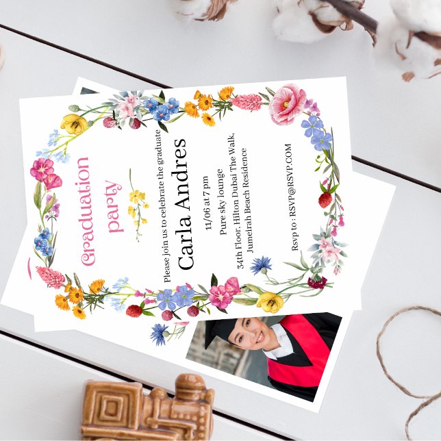 wild flowers portrait graduation invitation  (Creator Uploaded)