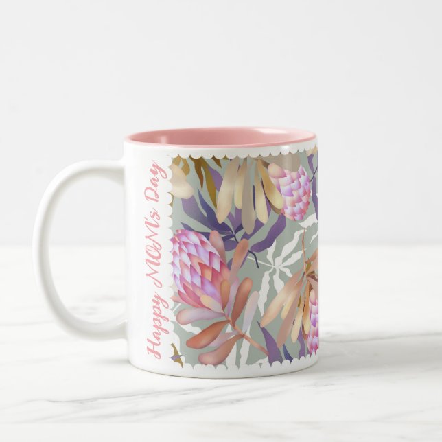 Wild Flowers Protea Grey Two-Tone Coffee Mug (Left)