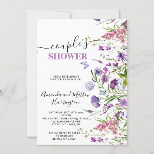 WILD FLOWERS PURPLE FLORAL MEADOW WATERCOLOR  INVITATION